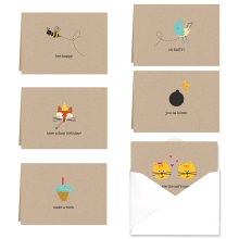 Whimsical Note Card Assortment Pack - Ensemble de 36 cartes - 6 de chaque modèle avec enveloppes